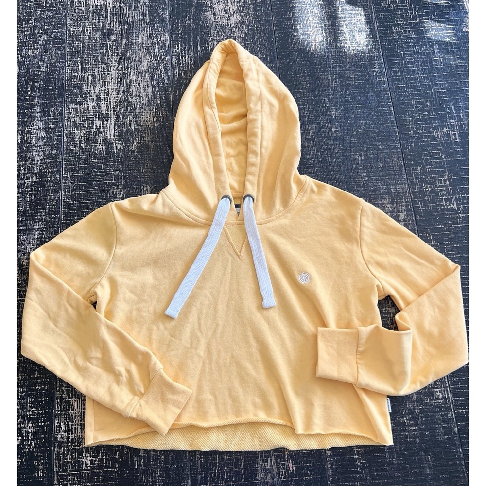 Element Cropped Hoodie Yellow XS Women's Pullover Sweatshirt Surf Skate - Picture 3 of 7